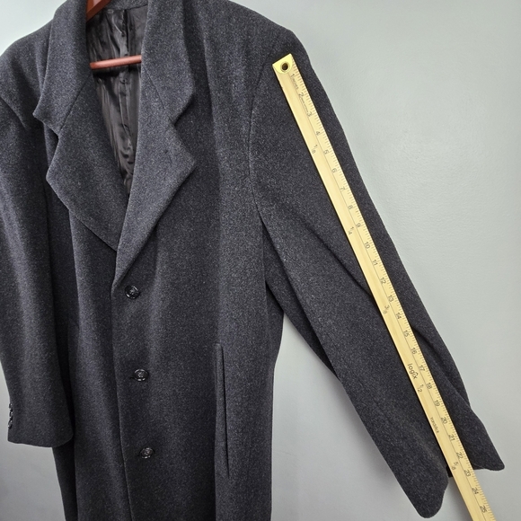 ROUNDTREE & YORKE Wool Long Coat Classic Button-up Gray Mens Size 42 Old Money - Picture 10 of 12